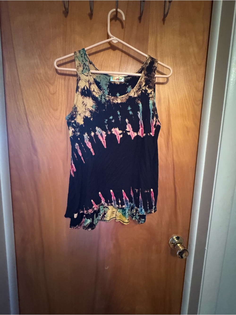 Genius Tie Dye Tank Top Women’s Sleeveless Tunic Boho Rayon Stretch
